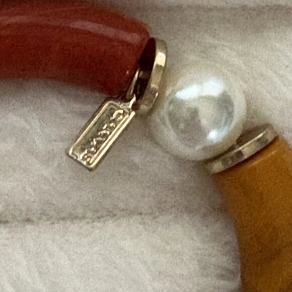 Joon Faux Bamboo & Pearls Beaded Stretch Bracelet    NEW - Picture 3 of 4